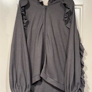 Joyfolie Charcoal Ruffled Hoodie